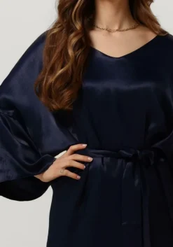 donkerblauwe notre-v midi jurk nv-belle midi dress