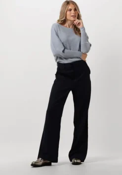 donkerblauwe nukus wijde broek new york pants stripe