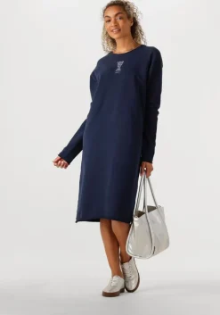 donkerblauwe penn & ink midi jurk dress print