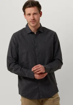 donkerblauwe pme legend casual overhemd long sleeve shirt print on ctn slub