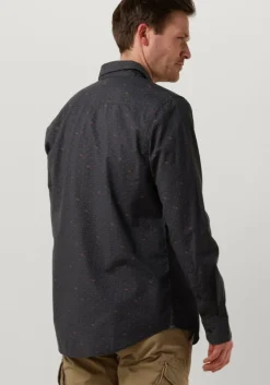 donkerblauwe pme legend casual overhemd long sleeve shirt print on ctn slub