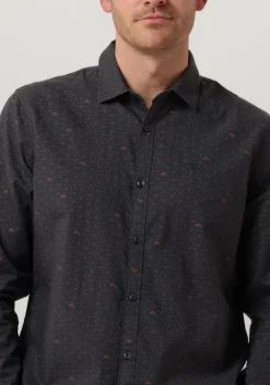 donkerblauwe pme legend casual overhemd long sleeve shirt print on ctn slub