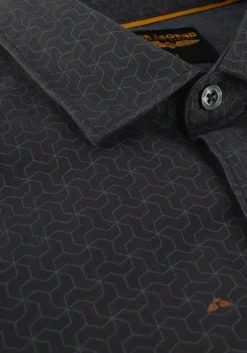donkerblauwe pme legend casual overhemd long sleeve shirt print on ctn slub