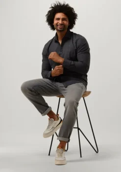 donkerblauwe pme legend casual overhemd long sleeve shirt print on ctn slub