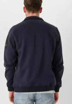donkerblauwe pme legend jack zip jacket sweat mixed padded