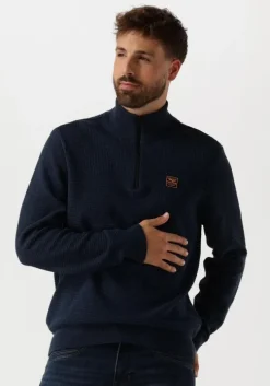 donkerblauwe pme legend trui half zip collar cotton mouline