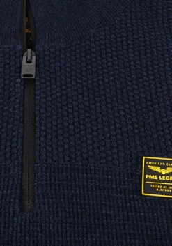 donkerblauwe pme legend trui half zip collar cotton mouline