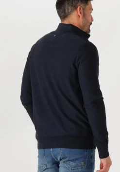 donkerblauwe pme legend trui half zip collar cotton modal