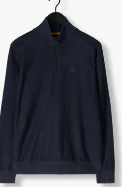 donkerblauwe pme legend trui half zip collar cotton modal