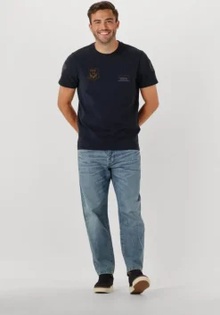 donkerblauwe pme legend t-shirt flat waffel jersey