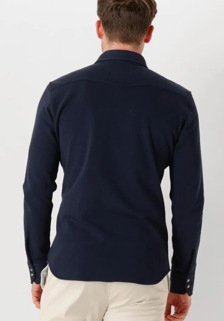 donkerblauwe profuomo casual overhemd overshirt wester