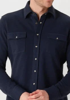 donkerblauwe profuomo casual overhemd overshirt wester
