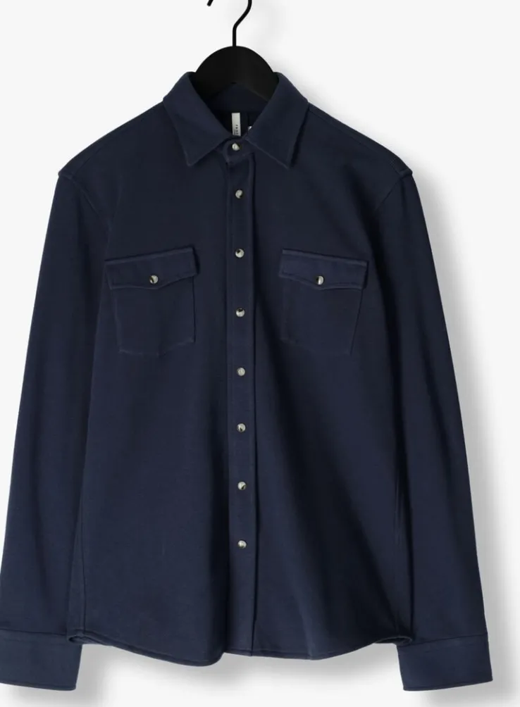 donkerblauwe profuomo casual overhemd overshirt wester