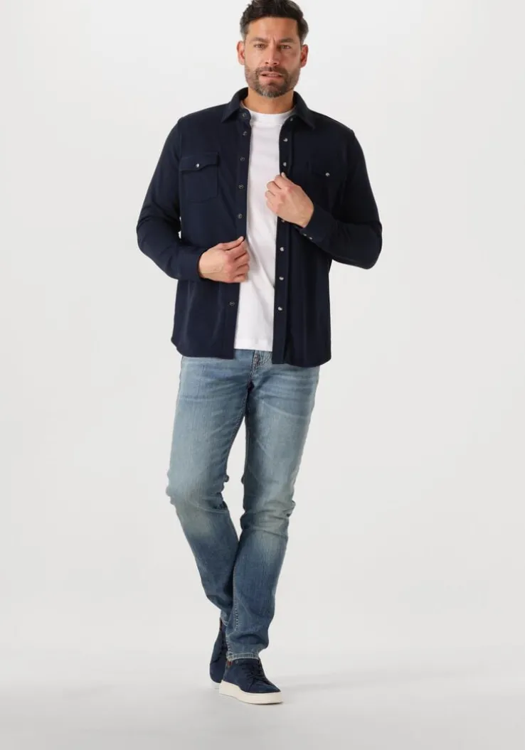 donkerblauwe profuomo casual overhemd overshirt wester