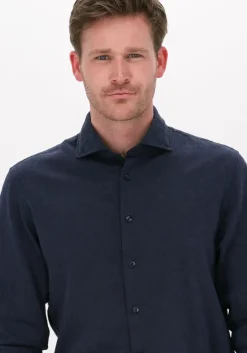donkerblauwe profuomo casual overhemd hartger w cotton-linnen