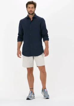 donkerblauwe profuomo casual overhemd hartger w cotton-linnen