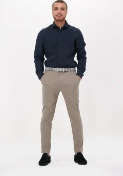 donkerblauwe profuomo casual overhemd hartger w cotton-linnen