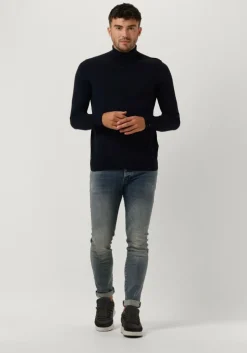 donkerblauwe profuomo coltrui pullover roll neck