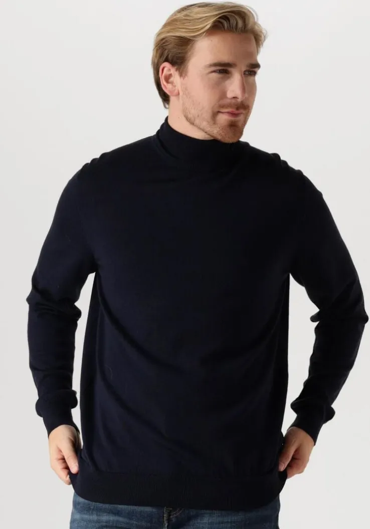 donkerblauwe profuomo coltrui pullover roll neck