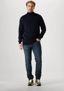 donkerblauwe profuomo coltrui pullover roll neck