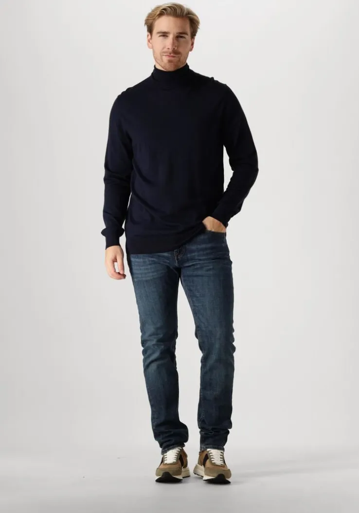 donkerblauwe profuomo coltrui pullover roll neck