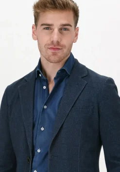 donkerblauwe profuomo colberts jacket knitted ho