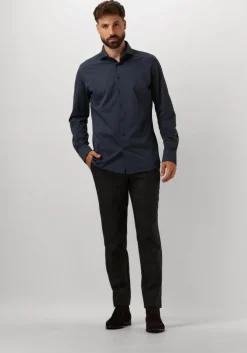 donkerblauwe profuomo klassiek overhemd shirt x-cutaway sc sf japanese knitted