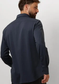 donkerblauwe profuomo klassiek overhemd shirt x-cutaway sc sf japanese knitted