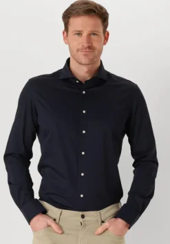 donkerblauwe profuomo klassiek overhemd shirt x-cutaway japanese knitted