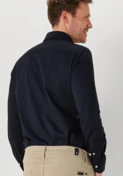 donkerblauwe profuomo klassiek overhemd shirt x-cutaway japanese knitted