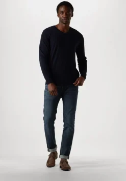donkerblauwe profuomo trui pullover v-neck