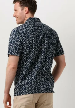 donkerblauwe pure path casual overhemd shortsleeve with all-over-print