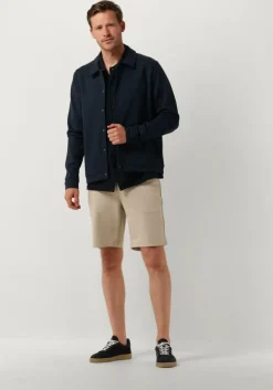 donkerblauwe pure path casual overhemd shortsleeve shirt button up