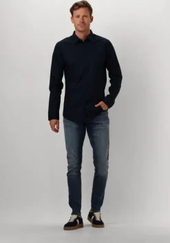 donkerblauwe pure path casual overhemd essential casual shirt