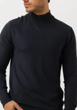 donkerblauwe pure path coltrui essential knit mockneck sweater