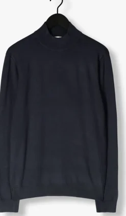 donkerblauwe pure path coltrui essential knit mockneck sweater
