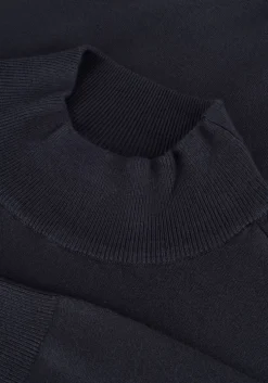 donkerblauwe pure path coltrui essential knit mockneck sweater