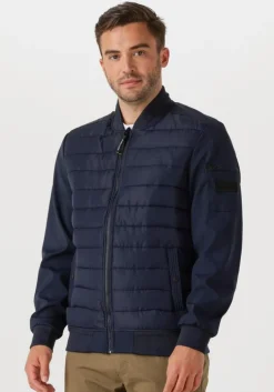 donkerblauwe pure path gewatteerde jas regular fit padded jackets