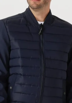 donkerblauwe pure path gewatteerde jas regular fit padded jackets