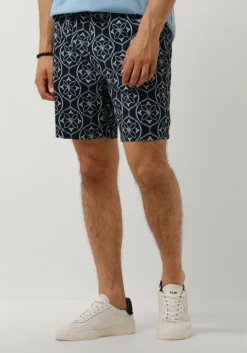 donkerblauwe pure path korte broek shorts with all-over-print and cords