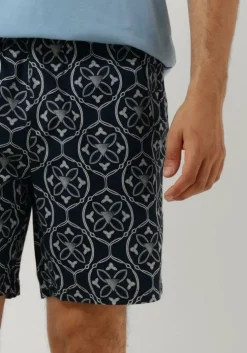 donkerblauwe pure path korte broek shorts with all-over-print and cords
