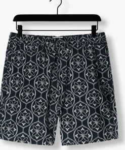 donkerblauwe pure path korte broek shorts with all-over-print and cords