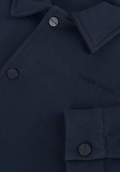 donkerblauwe pure path overshirt punta coack shirt with press buttons and front print