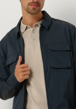 donkerblauwe pure path overshirt shirt with front zipper and chest pockets