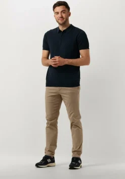 donkerblauwe pure path polo knit polo with chestprint