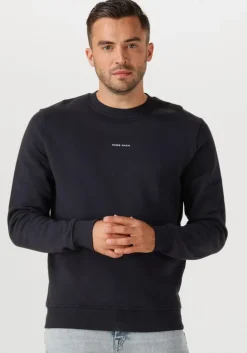 donkerblauwe pure path trui regular fit crewneck ls sweaters