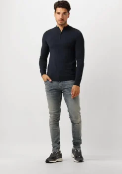 donkerblauwe pure path trui essential knitwear halfzip sweater