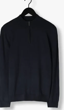 donkerblauwe pure path trui essential knitwear halfzip sweater