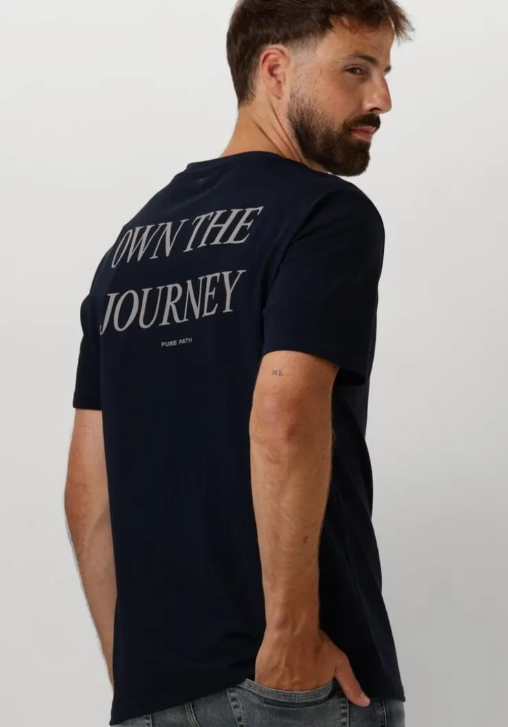 donkerblauwe pure path t-shirt regular fit t-shirts crewneck ss103