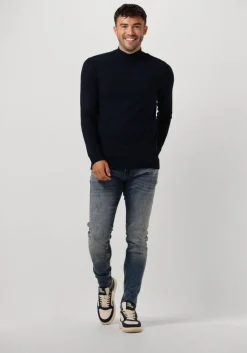 donkerblauwe purewhite coltrui essential knit mockneck ls